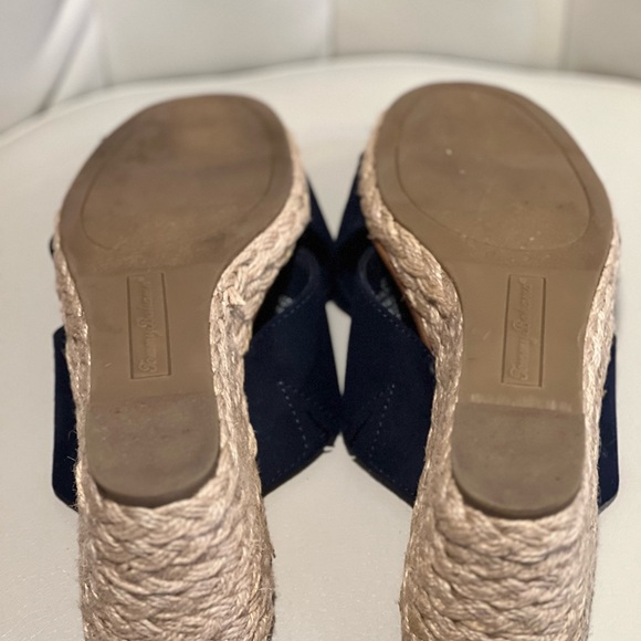 Navy Blue Wedge Sandals - Picture 4 of 4